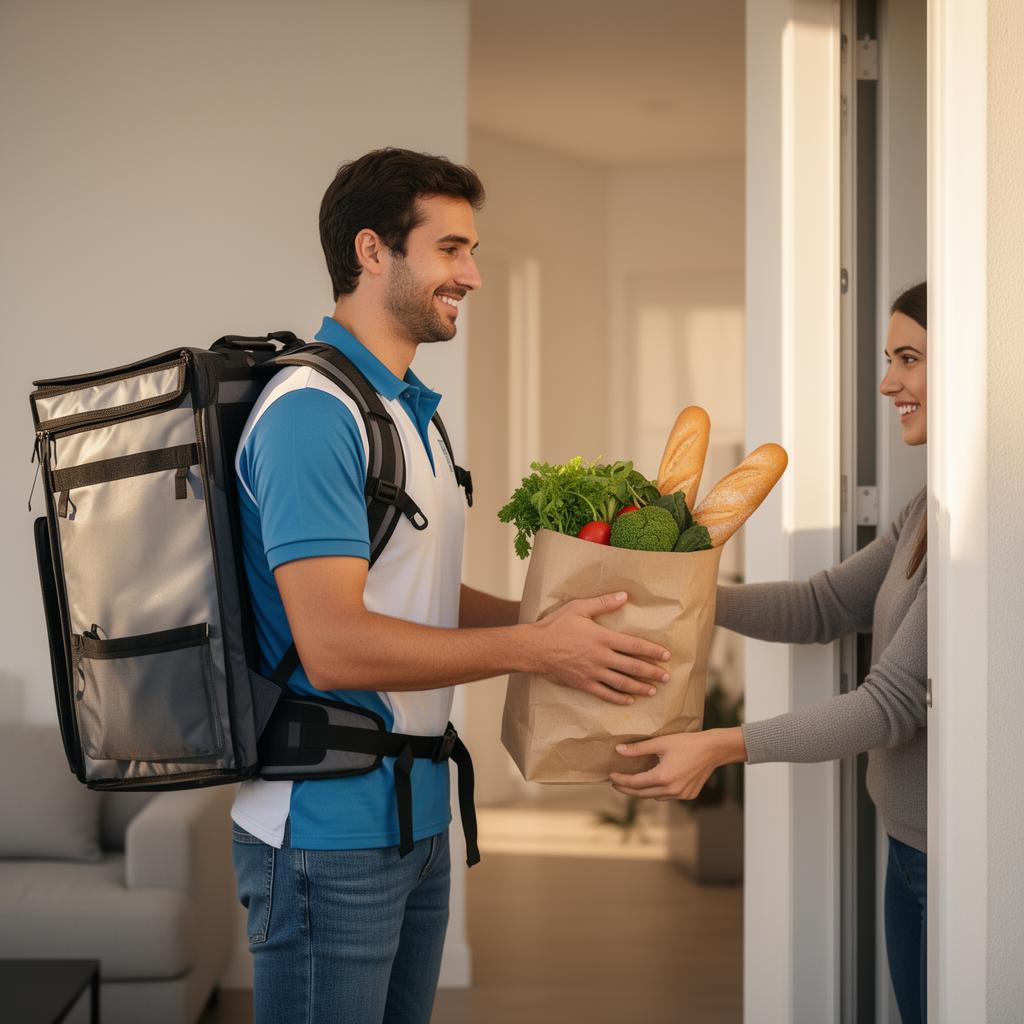 Frigorífico aberto com ingredientes identificados e uma lista de compras gerada apenas com o que falta em casa.